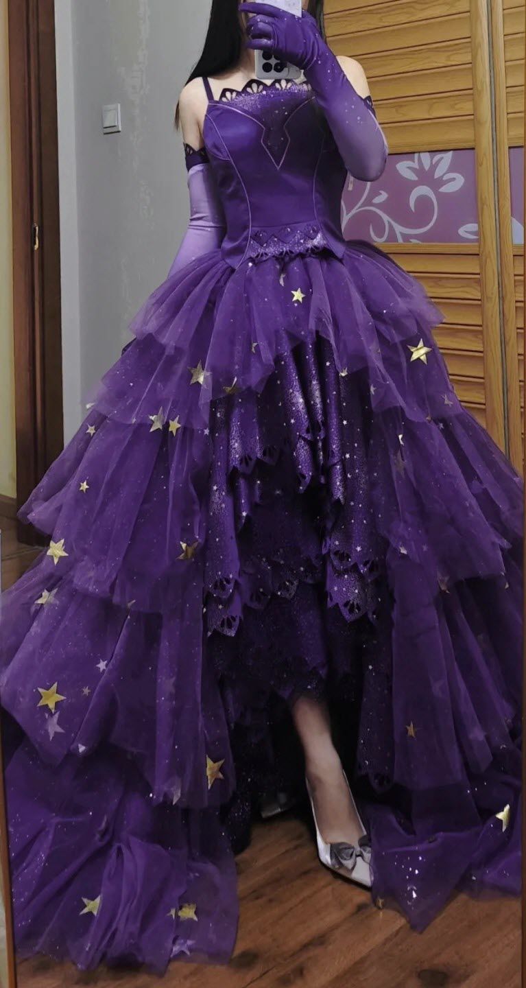 Princess High Low Strapless Purple Satin With Lace Prom Dresses Long Party Dress Grad Formal Evening Gowns AB2171