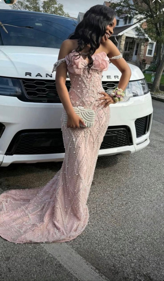 Elegantes Meerjungfrauen-Abendkleid für Damen, rosa Paillettenkleid für Damen, schwarzes Mädchen-Partykleid N1570