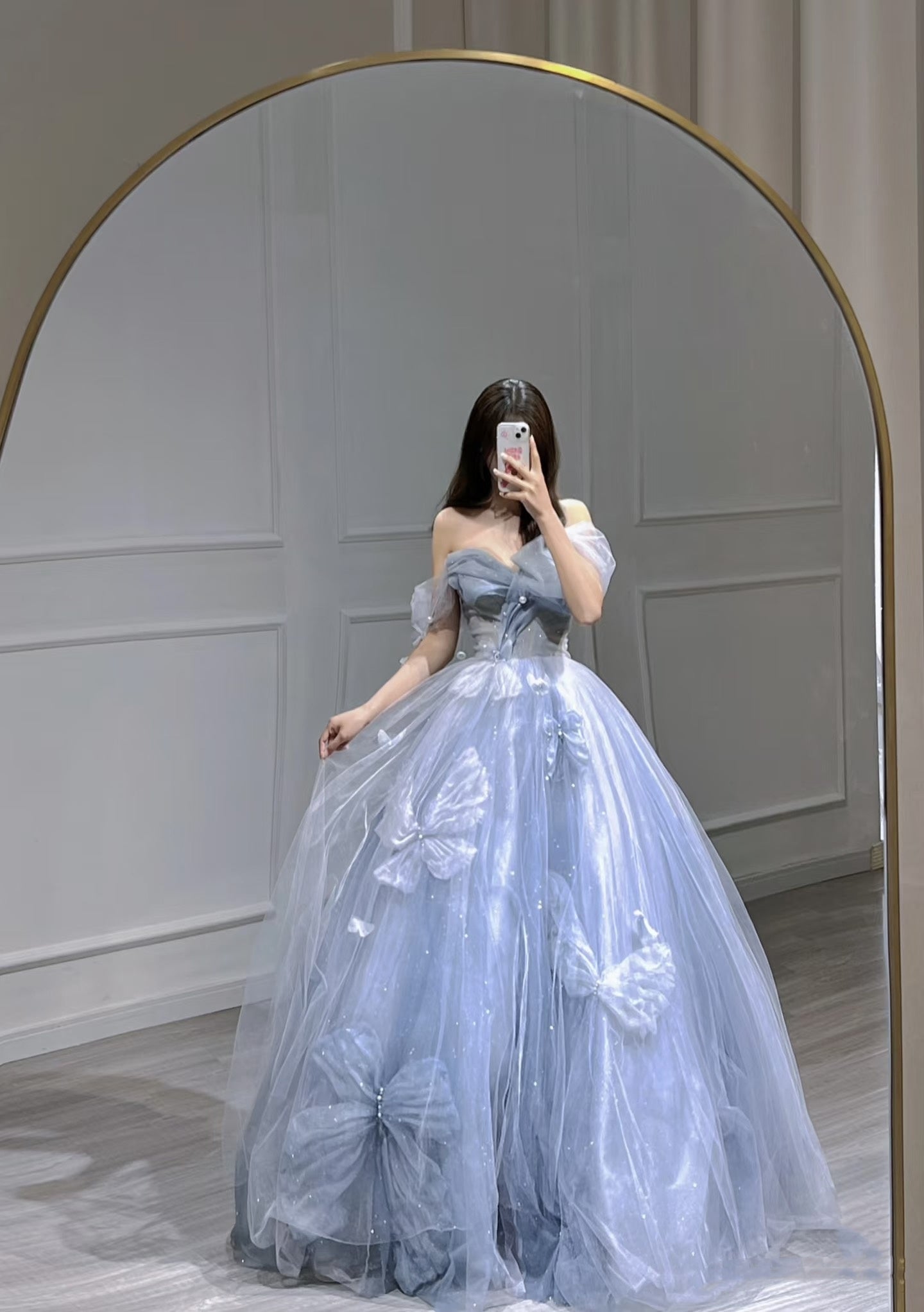 Bezauberndes langes Ballkleid aus blauem Tüll mit Herzausschnitt, formelles Partykleid, Abiballkleid AU112