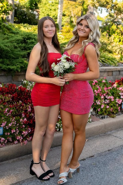 Glitter Homecoming Outfit Ideas Mini Dress Sheath Royal Blue Sequin Fit and Flare High School Ideas Inspo Senior Graduation Dress RB7263