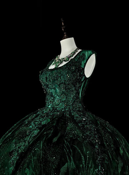 Robe de Bal Modeste Col Carré Vert Foncé Robes de Bal Longues pour Femmes Robe de Soirée Formelle N2368