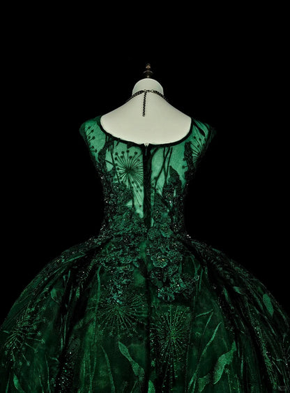 Robe de Bal Modeste Col Carré Vert Foncé Robes de Bal Longues pour Femmes Robe de Soirée Formelle N2368