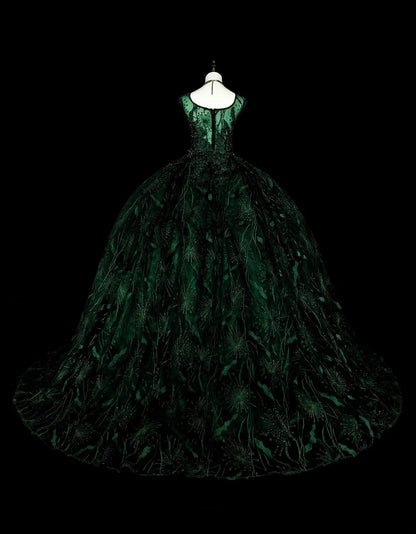 Robe de Bal Modeste Col Carré Vert Foncé Robes de Bal Longues pour Femmes Robe de Soirée Formelle N2368
