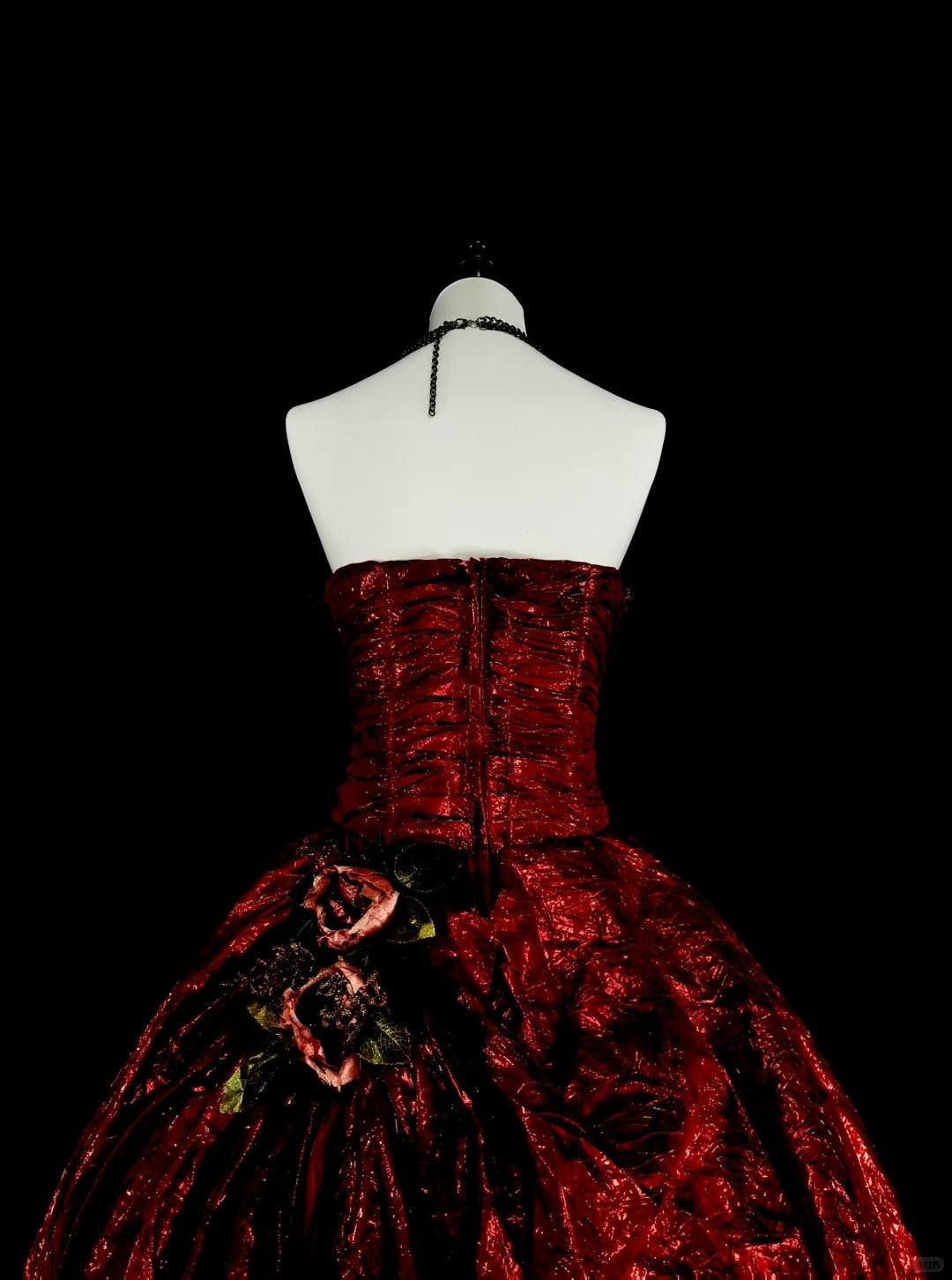 Vintage Abschlussballkleider Ballkleid Trägerlos Burgund Mit Rüschen 1980er Jahre Langes Abendkleid N2707