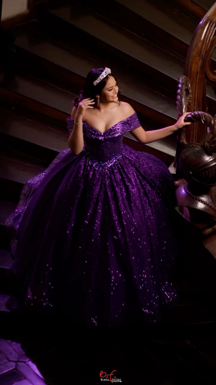 Robe de bal chic à épaules dénudées, sequins raisin, longue, élégante, idéale pour les soirées et les fêtes, pour adolescentes et jeunes filles (AB2158).