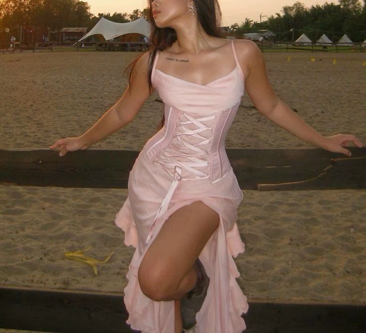 Prom Dress Simple A line Spaghetti Straps Pink Chiffon Ruffled Slit Long Graduation Party Dresses RC1013