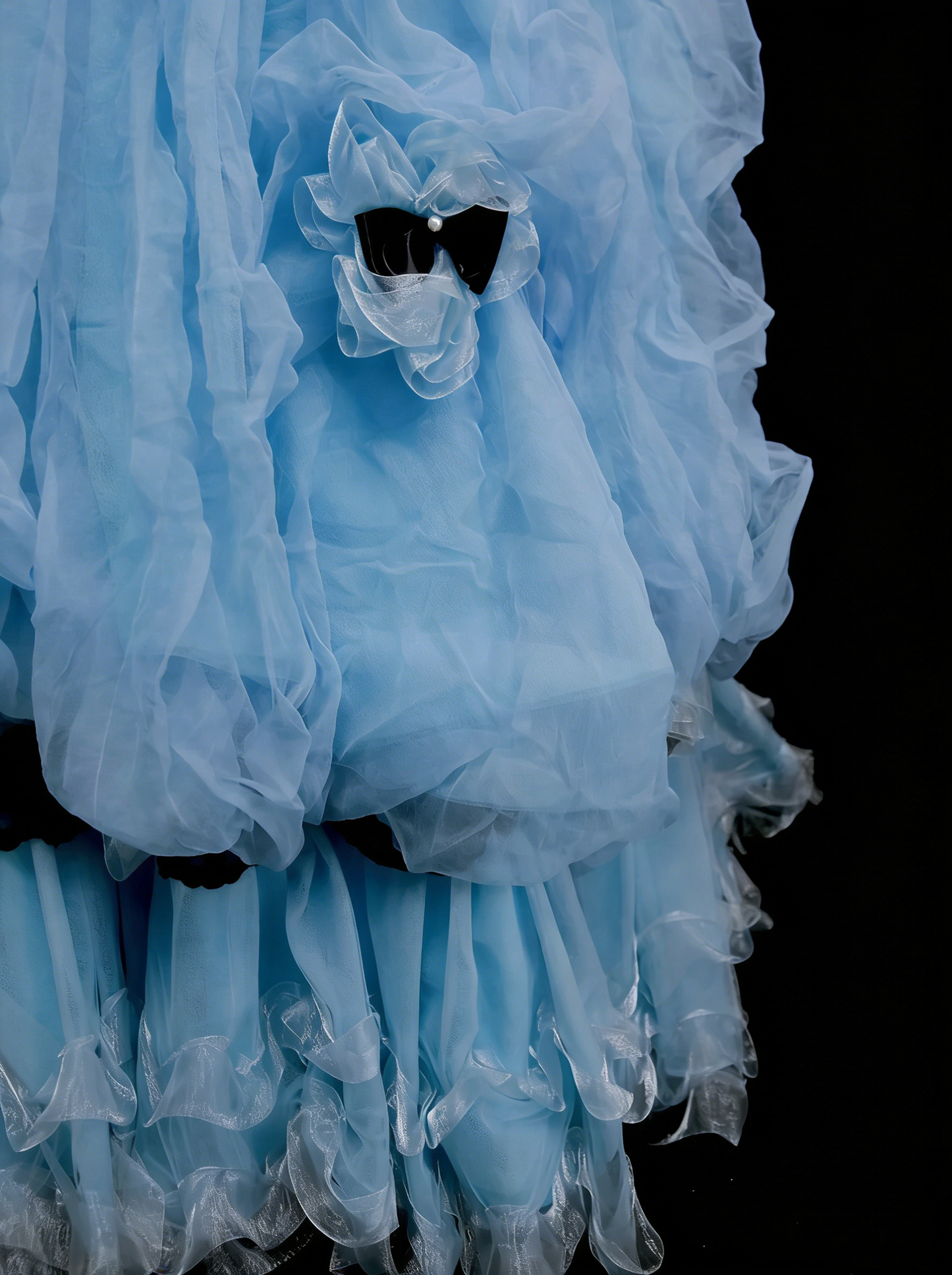 Jolie Robe de Bal Bustier Bleue en Organza Robe de Soirée 16 Ans Robe de Quinceañera N2142