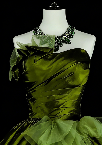 Robe de bal vintage bustier cœur en tulle vert olive, robe de quinceañera longue taille 15, Vestidos De Fiesta N1464