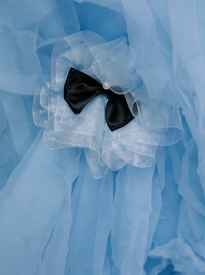 Jolie Robe de Bal Bustier Bleue en Organza Robe de Soirée 16 Ans Robe de Quinceañera N2142