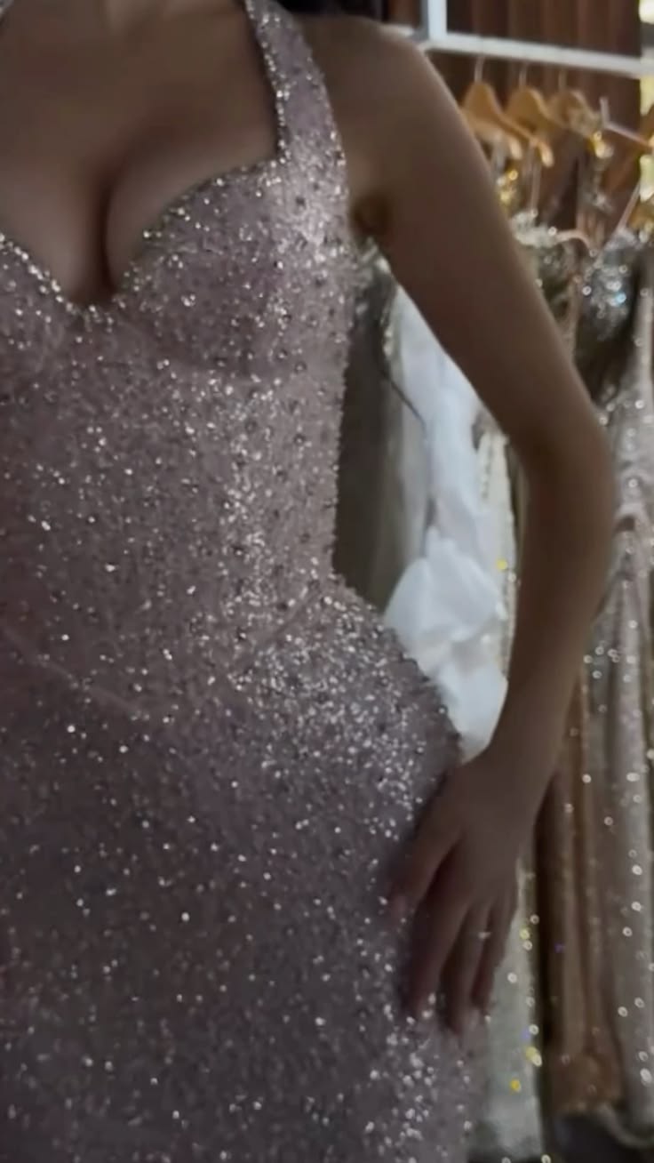 Glitzer Halter Neck Rosa Langes Abendkleid Abschlussballkleider Pailletten Meerjungfrau Bodycon Für Teenager Mädchen Damen N4099