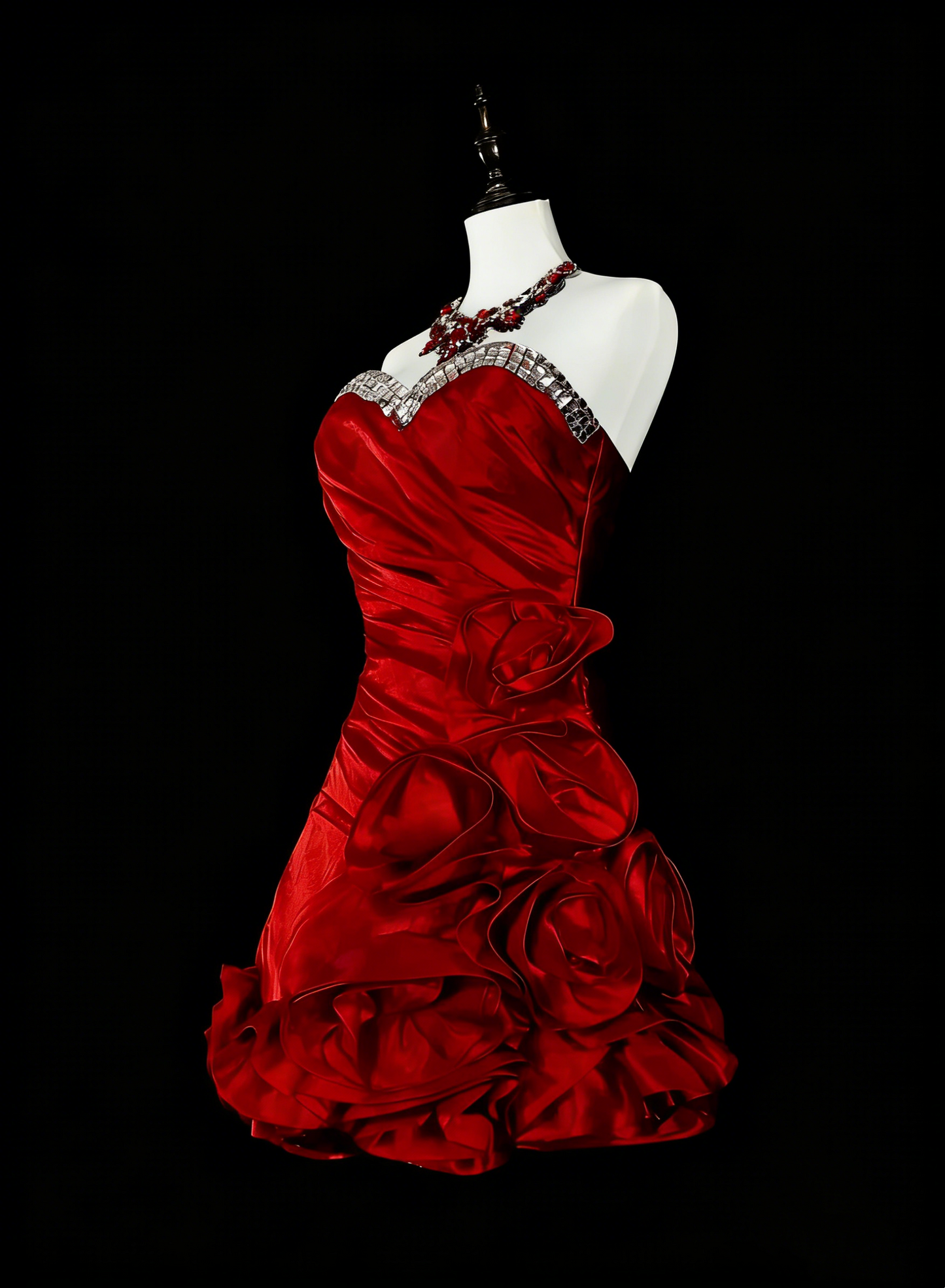 Robe Courte Moulante Rouge Cœur Unique Fourreau Inspiration Vintage Années 2000 Robes de Bal N2013
