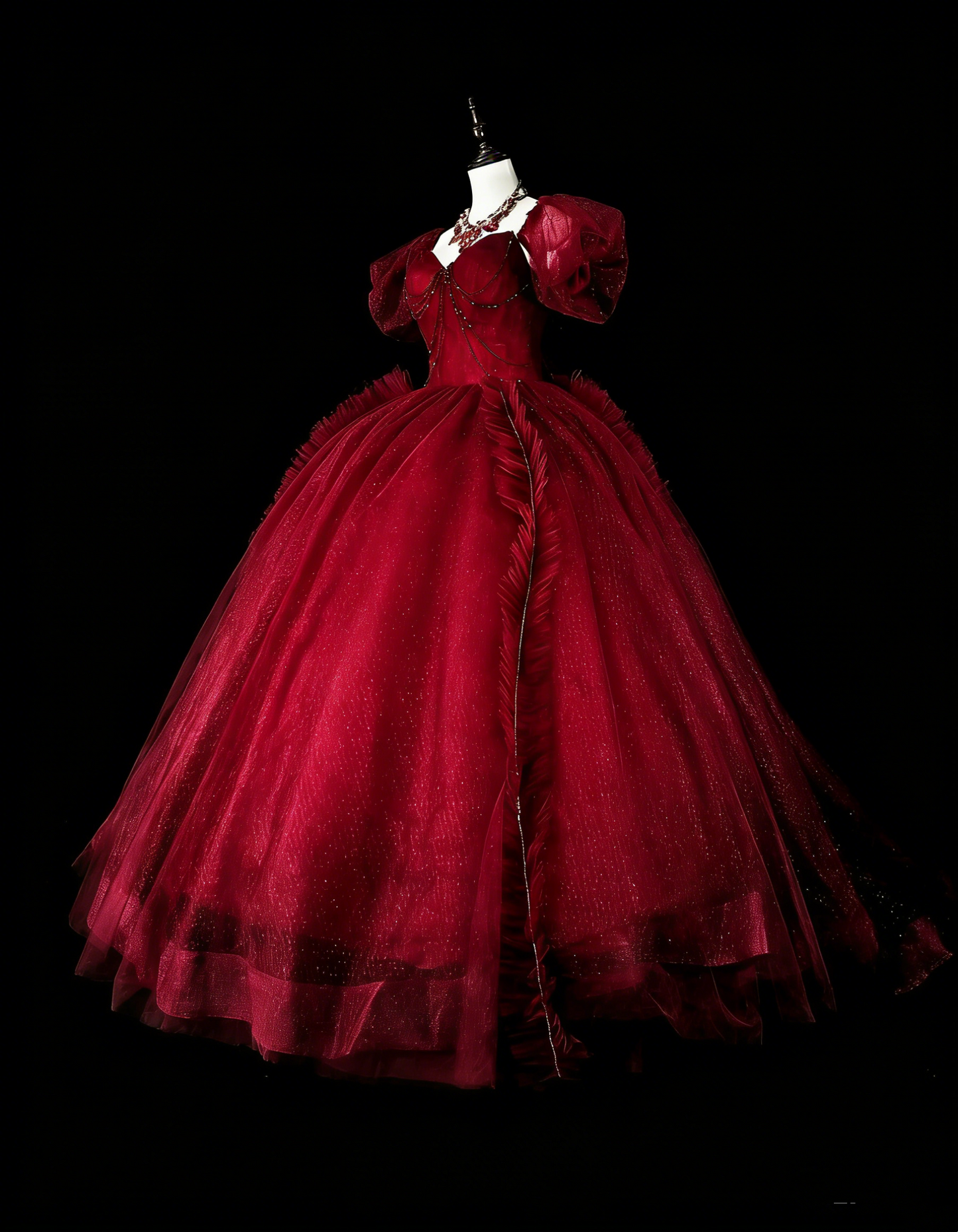 Robes de bal vintage pour le bal sans bretelles, tulle rouge bordeaux, années 2000, longue robe de soirée N2379