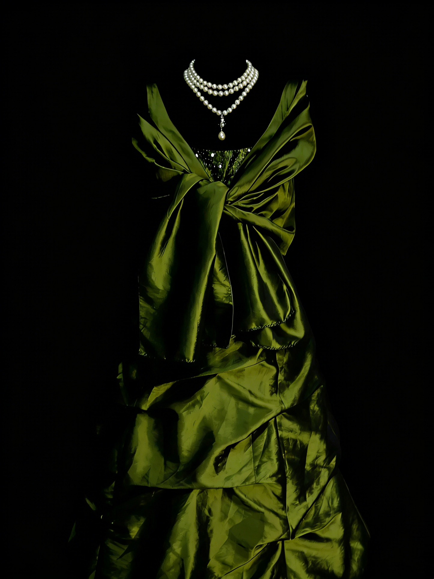 Robe de bal vintage esthétique années 60 style rétro col en V vert olive longue robe de soirée N2133