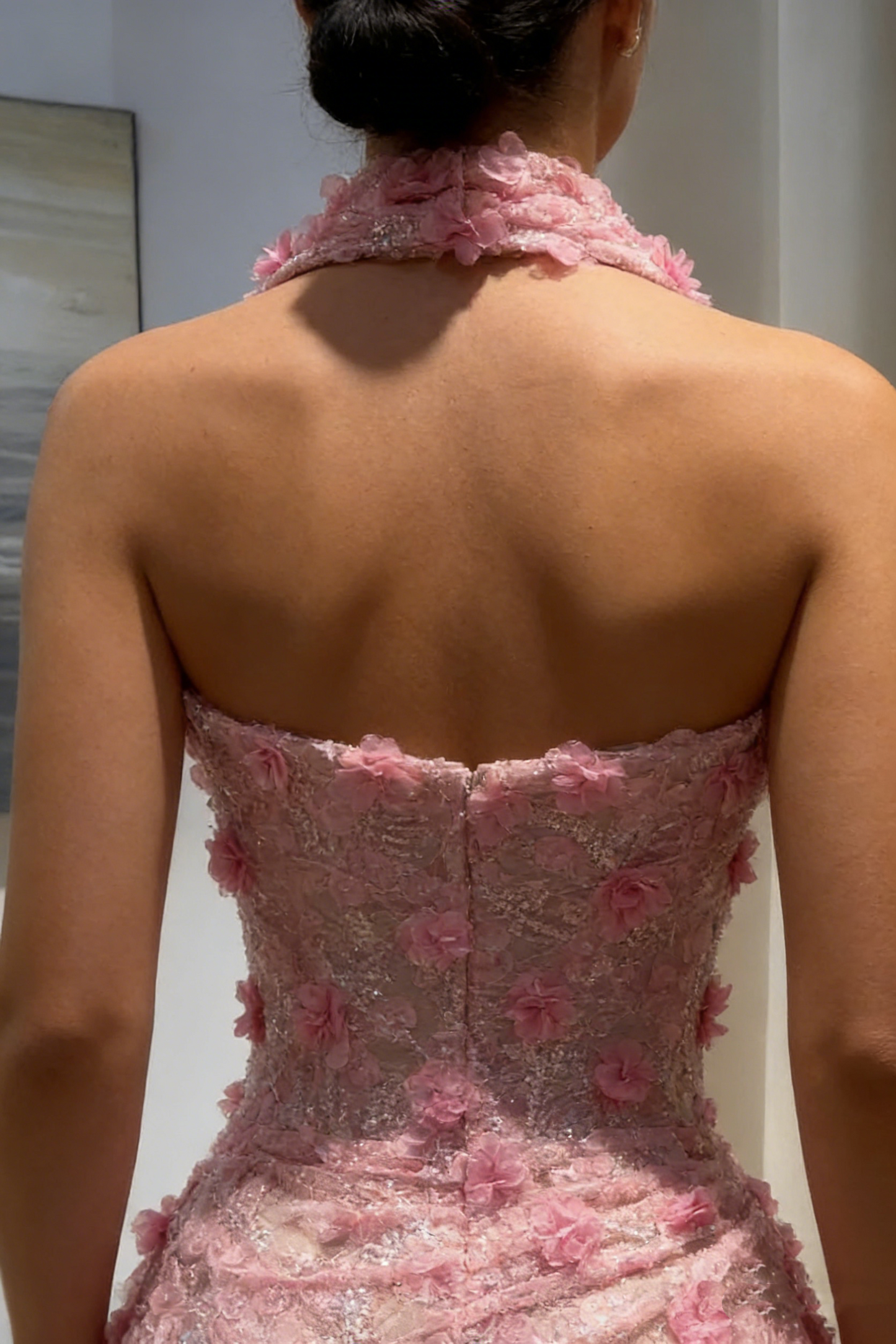 Elegantes, langes Meerjungfrauen-Halterkleid mit rotem Schlitz und Spitze, perfekt für Abschlussball, Abendveranstaltung und Partys – ideal für Teenager-Mädchen (AB2089)
