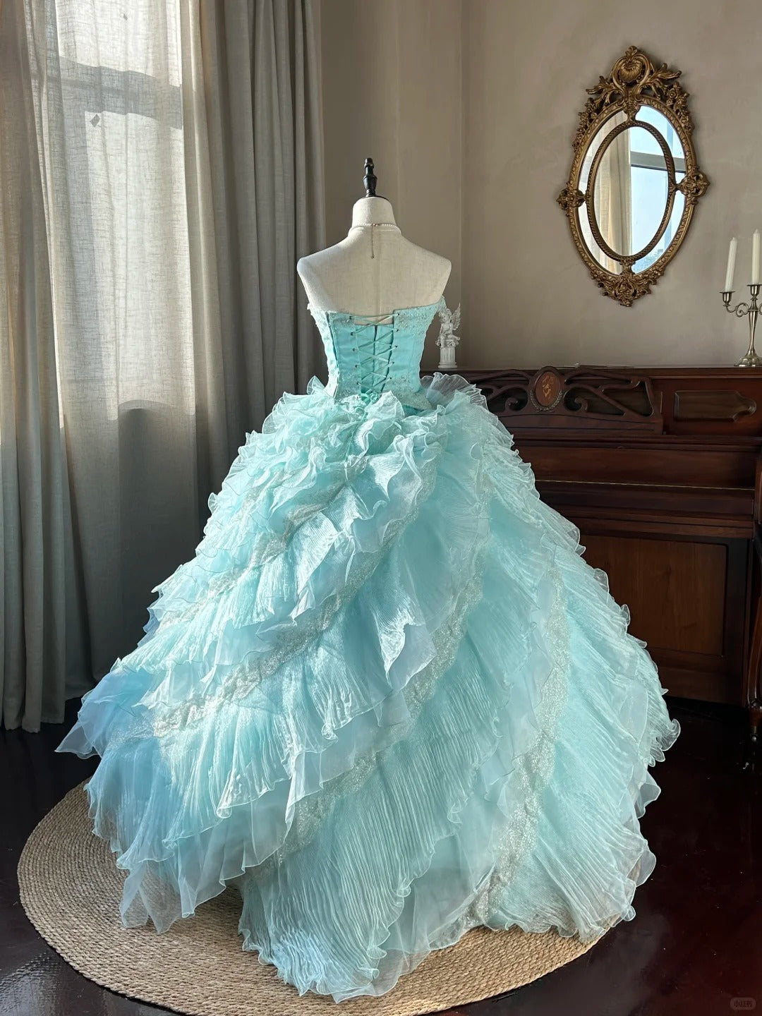Robe de bal mignonne bustier bleu clair avec couches superposées robes de 16 ans longues 15 Vestidos De Fiesta N2268