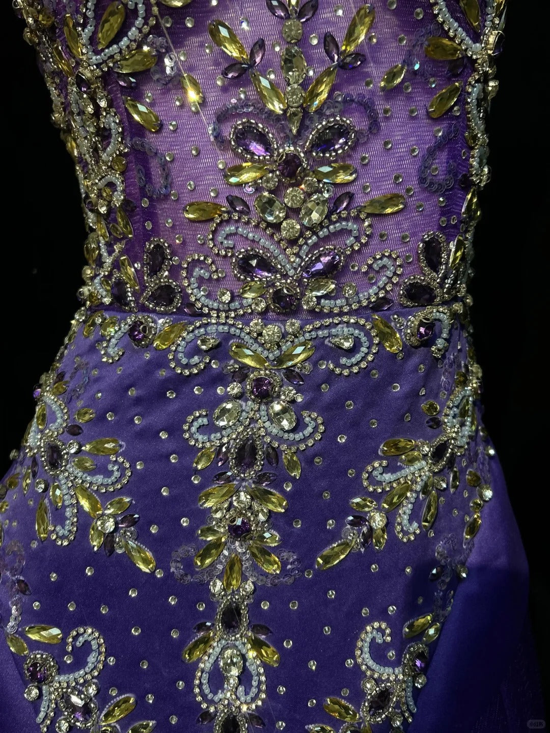 Sirène Vintage Col Bateau Violet Avec Perles Tulle Robes De Bal Longues Inspirations Tenues De Soirée RB4343