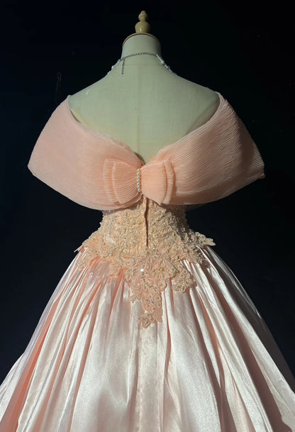Vintage Prom Dresses 1960s Ball Gown Strapless Blush Pink With Lace Floor Length Sleeveless Evening Formal Outfits RB5121