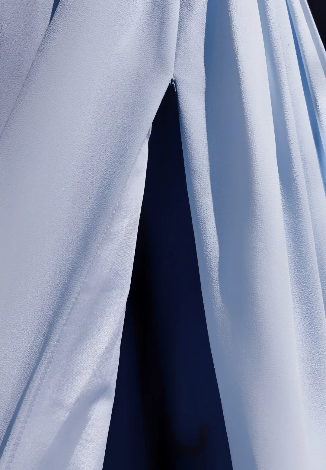 Vintage Meerjungfrau-Abschlussballkleider Schulterfrei Hellblau 70er Jahre mit Rüschen Chiffon Langes festliches Partykleid N2517