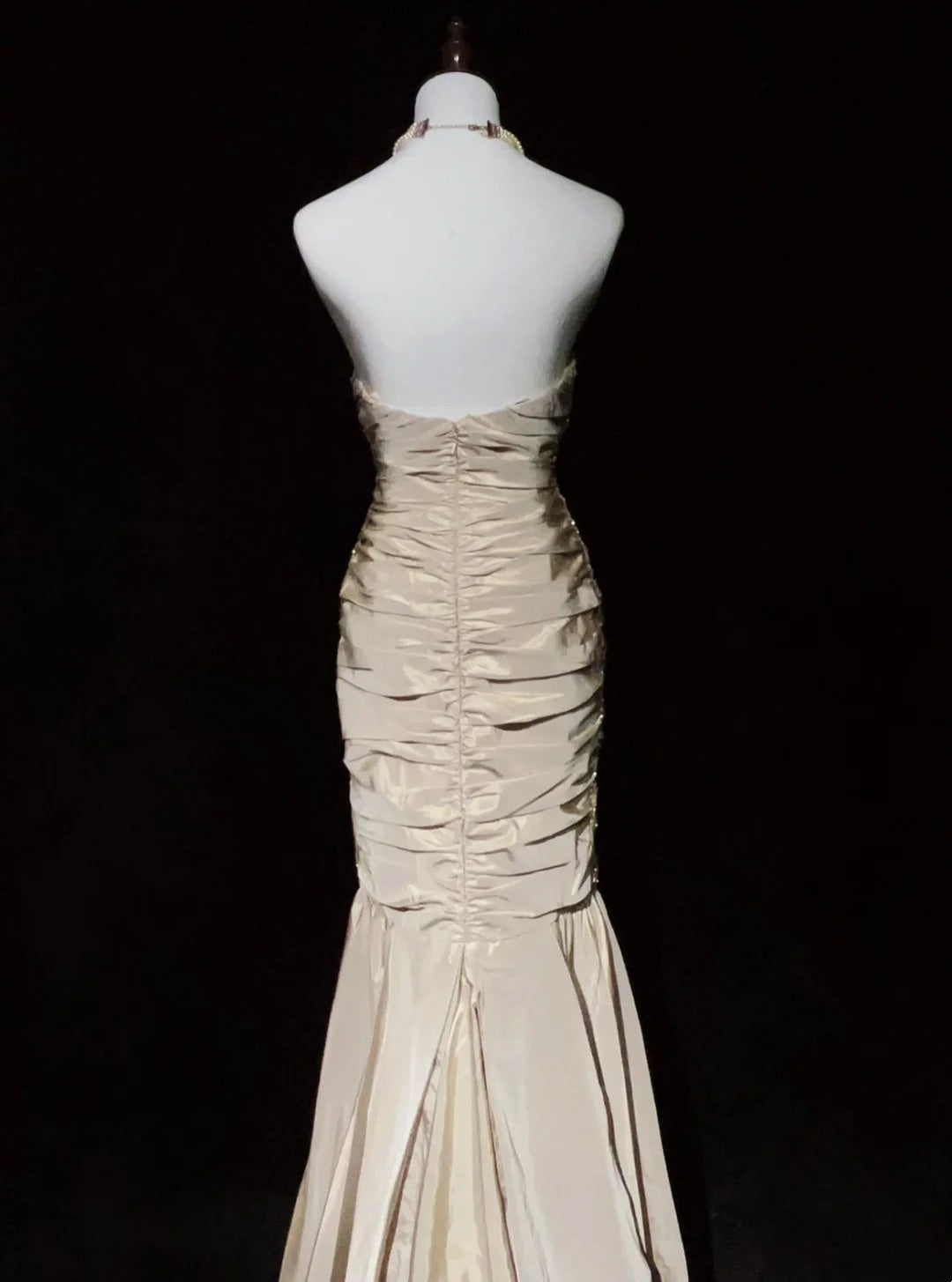 Vintage Abschlussballkleider 2000er Meerjungfrau Sweetheart Champagner mit Perlenbesatz Langes Ballkleid N3023