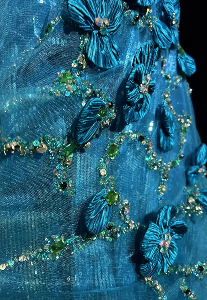 Robes de bal vintage des années 80 Robe de soirée longue asymétrique à paillettes bleu roi et bretelle irrégulière N2537