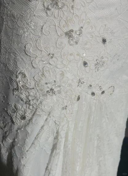 Unique Wedding Dresses Mermaid Spaghetti Strap Lace White Long Bridal Gown N3096