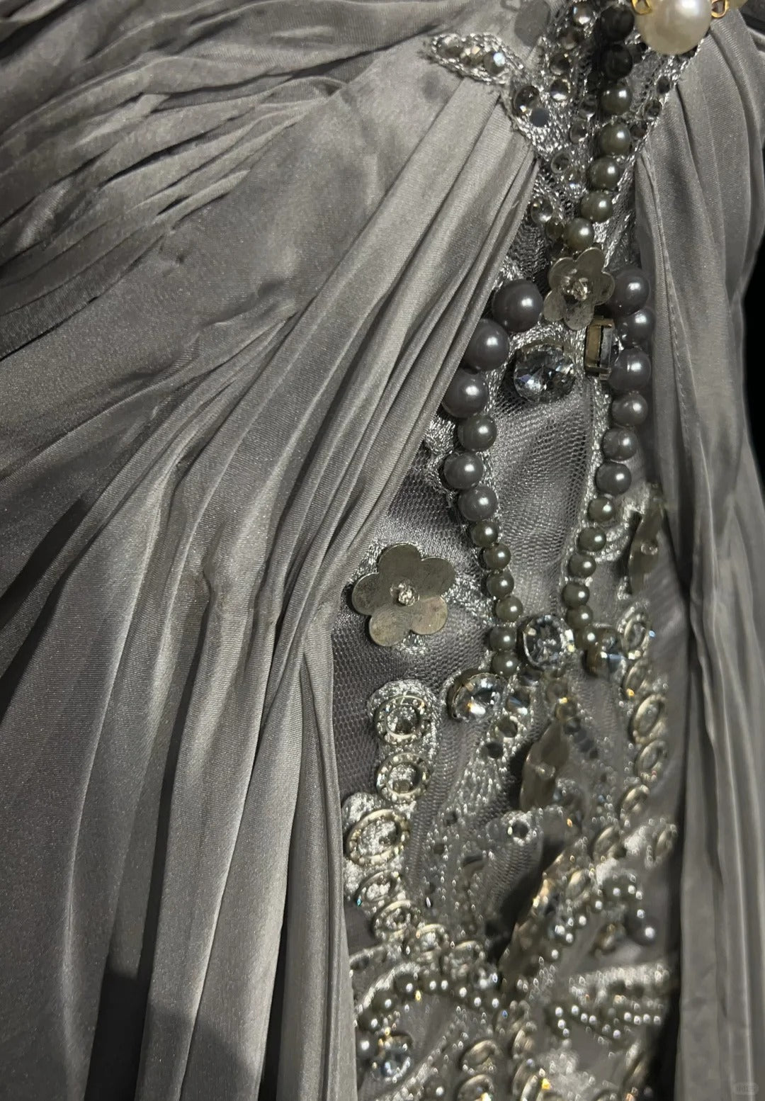 Vintage 90s Prom Dresses Sheath Sweetheart High Low Silver Grey Chiffon Long Prom Gown N3020