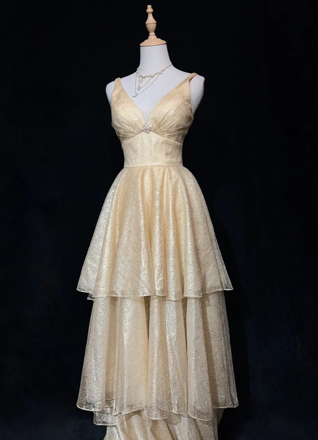 Robes de bal vintage esthétiques, robes de soirée rétro des années 80, robes de soirée longues à sequins couleur champagne, tenues de soirée N2326
