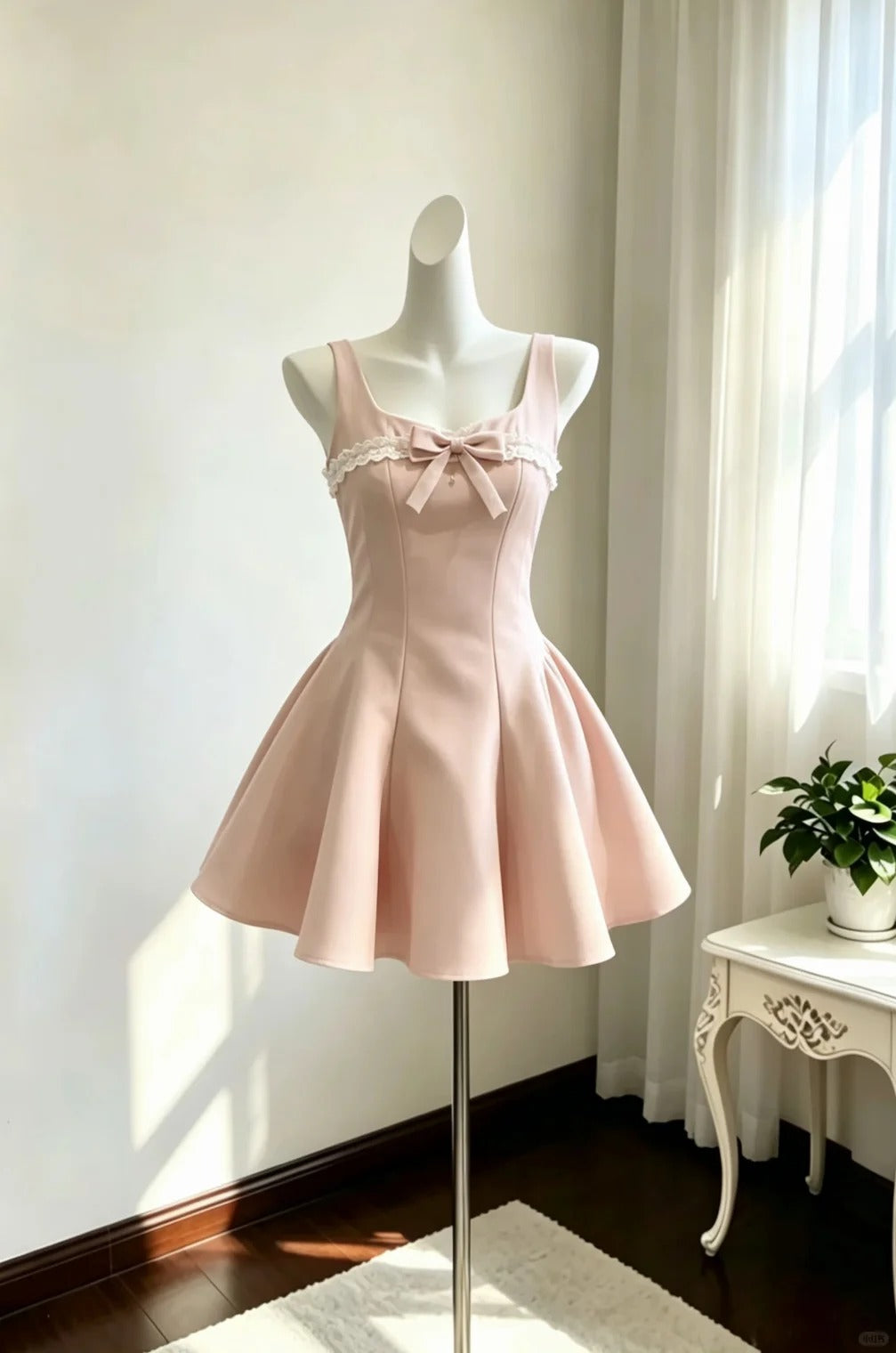 Cute Ball Gown Square Neck Pink Satin Mini Short Cocktail Dress Homecoming Dresses Ideas Hoco Outfits RB4846