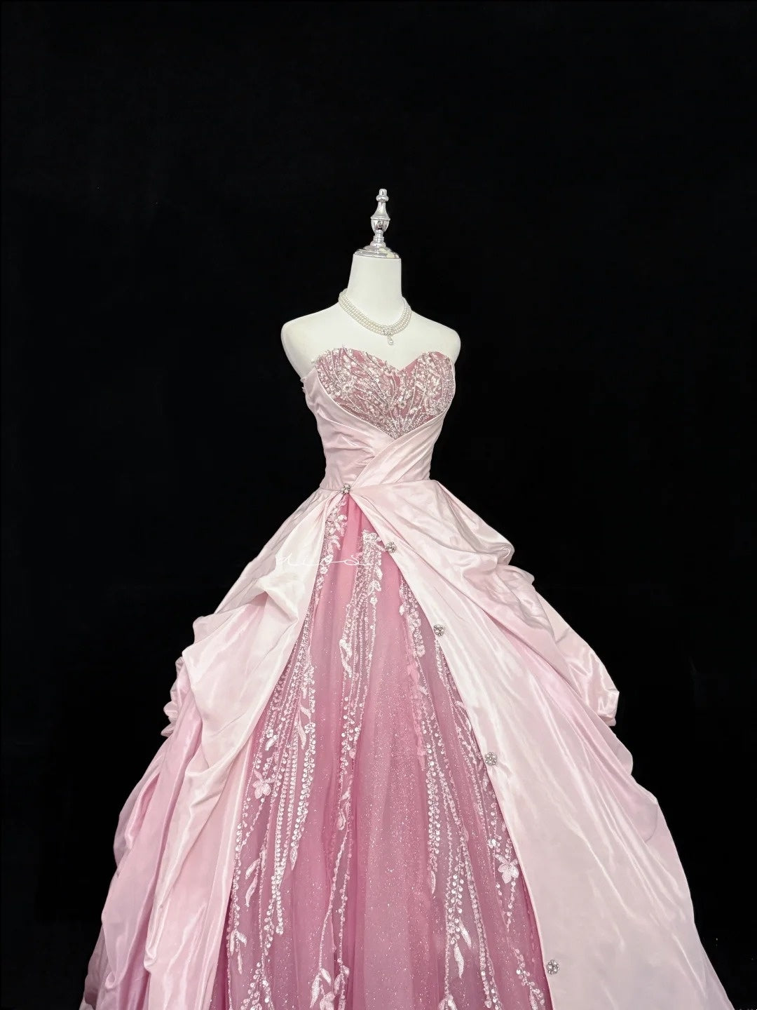 Sweet 16 Dresses Long Ball Gown Sweet Sixteen Long Birthday Dress Sweetheart Pink Tulle Formal Gown RC0288
