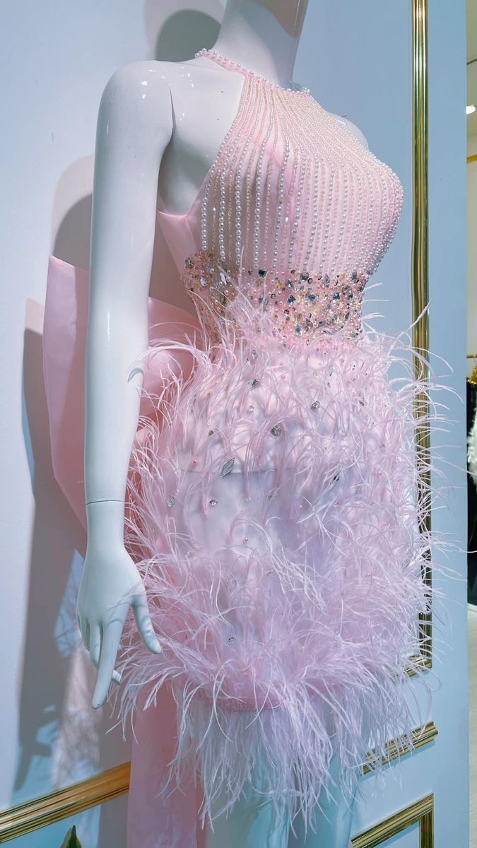 Sexy Sheath Halter Pink Short With Beading Pearls Homecoming Dress Mini Party Dresses RB6825