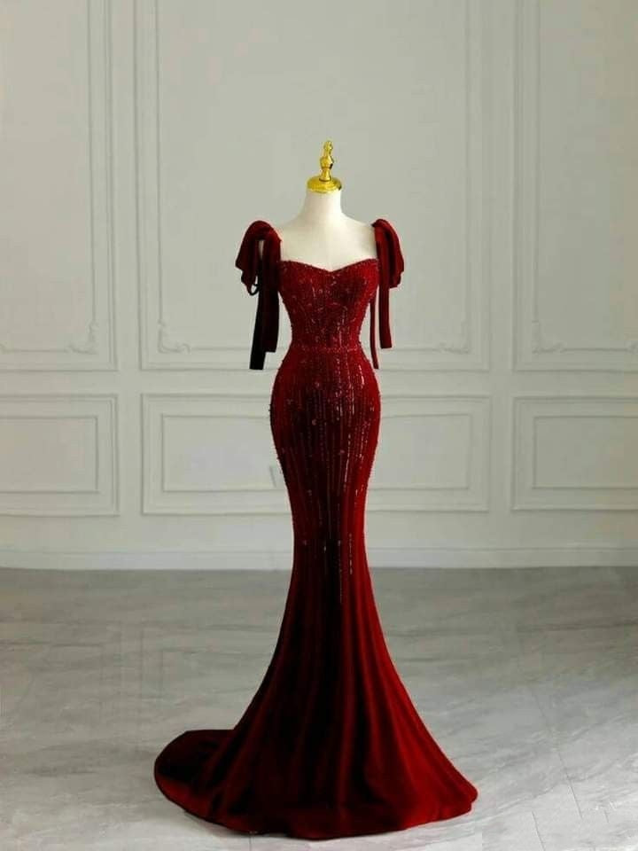 Elegantes, weinrotes Meerjungfrauen-Abendkleid, langes formelles Ballkleid, Dinner-Outfit, Partykleid für Teenager-Mädchen AB2106