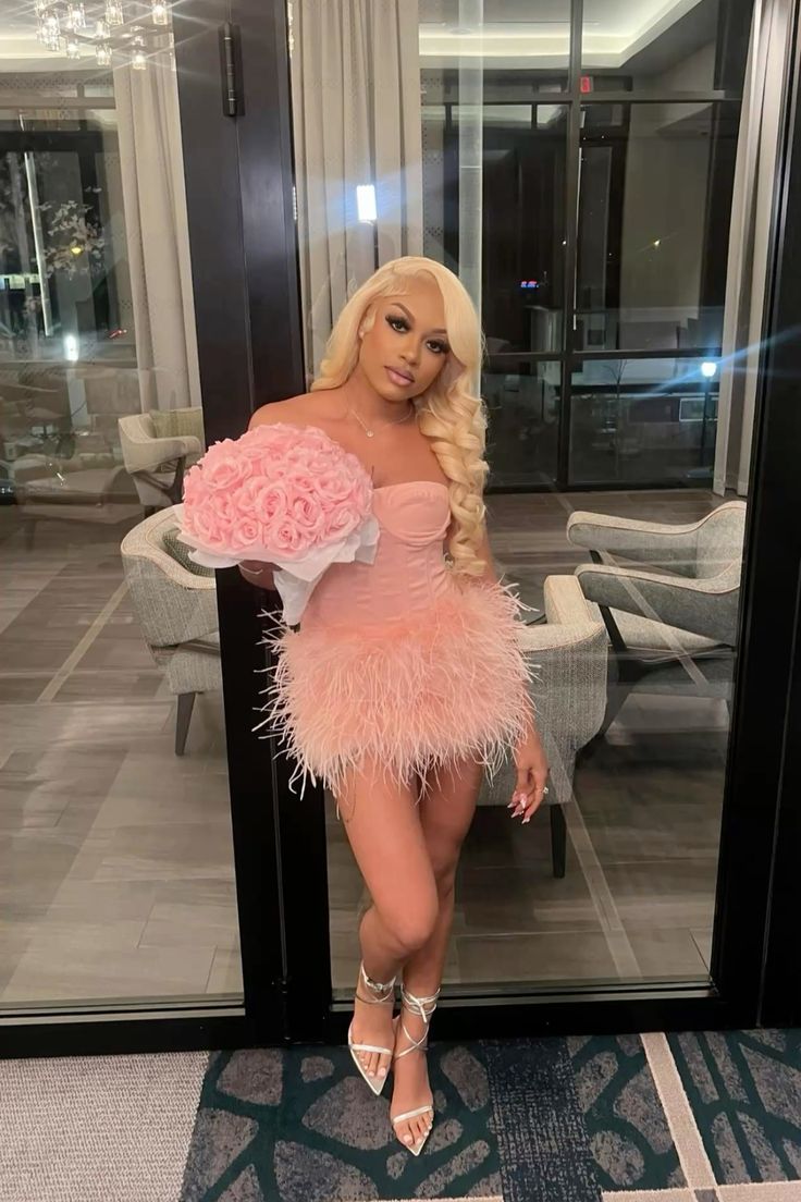 Classy Sheath Strapless Pink For Black Girls For Teens Women Party Short Mini 18th Birthday Dresses Hoco Outfit RB3766