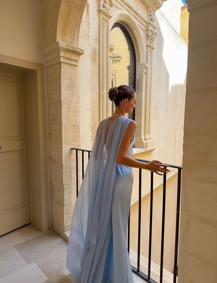 Simple A line Spaghetti Straps Blue Chiffon Party Dresses Prom Dresses – RubyFashionDress