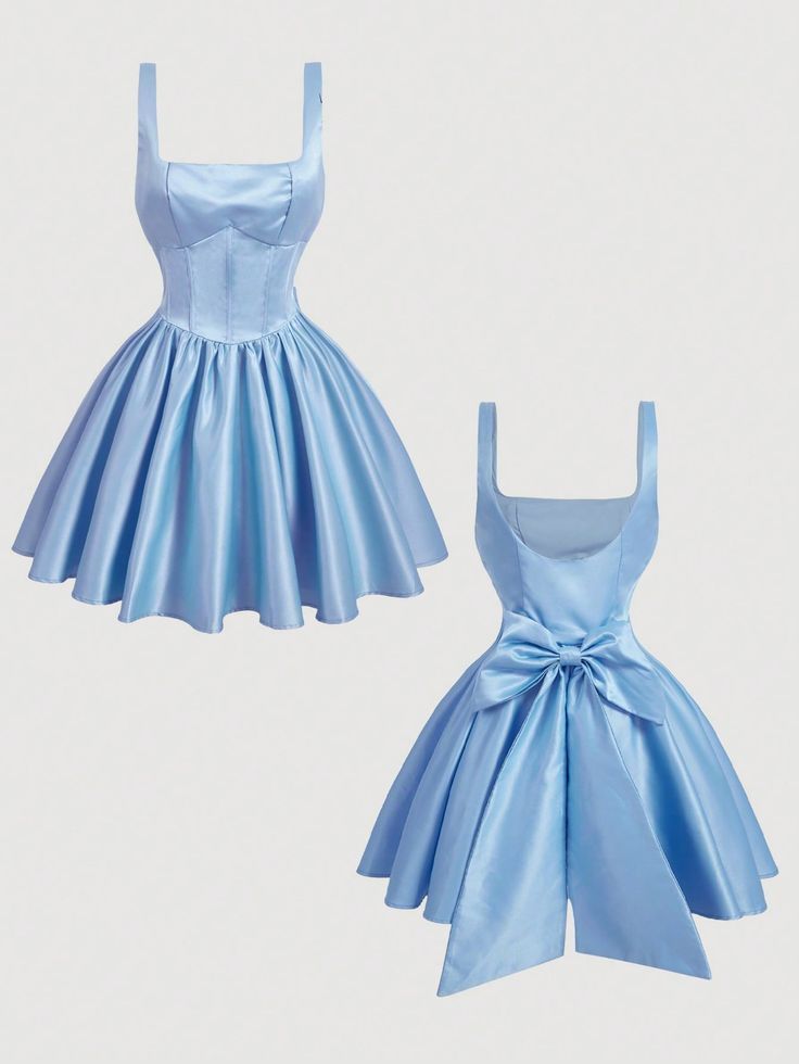 Elegant Ball Gown Spaghetti Straps Light Blue Short Inspo Hoco Dress Ideas Homecoming Dresses RB4200