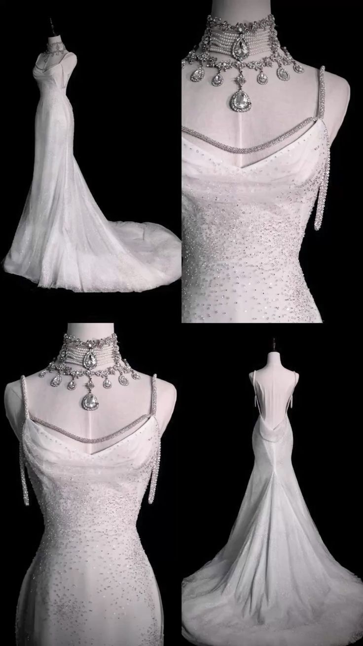 Meerjungfrauen-Brautkleid in Elfenbeinweiß mit Pailletten, Spaghettiträgern, langem Rückenausschnitt und Falten AB976