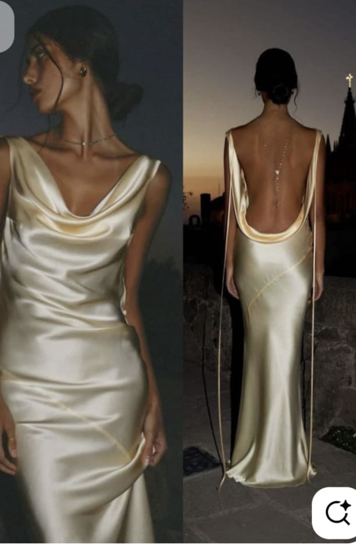 Robe de bal longue en satin dos nu, col bénitier, AB1916