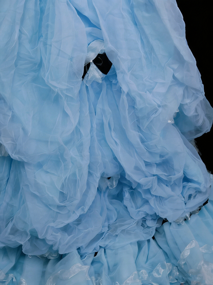 Jolie Robe de Bal Bustier Bleue en Organza Robe de Soirée 16 Ans Robe de Quinceañera N2142