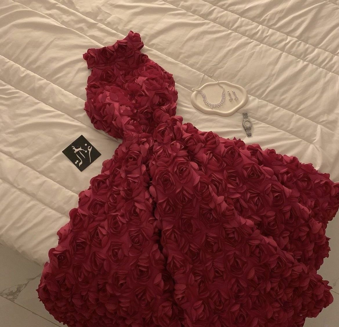 Pretty Ball Gown High Neck Burgundy With Flowers Lace Homecoming Dress Inspo Graduation Dresses RB6849
