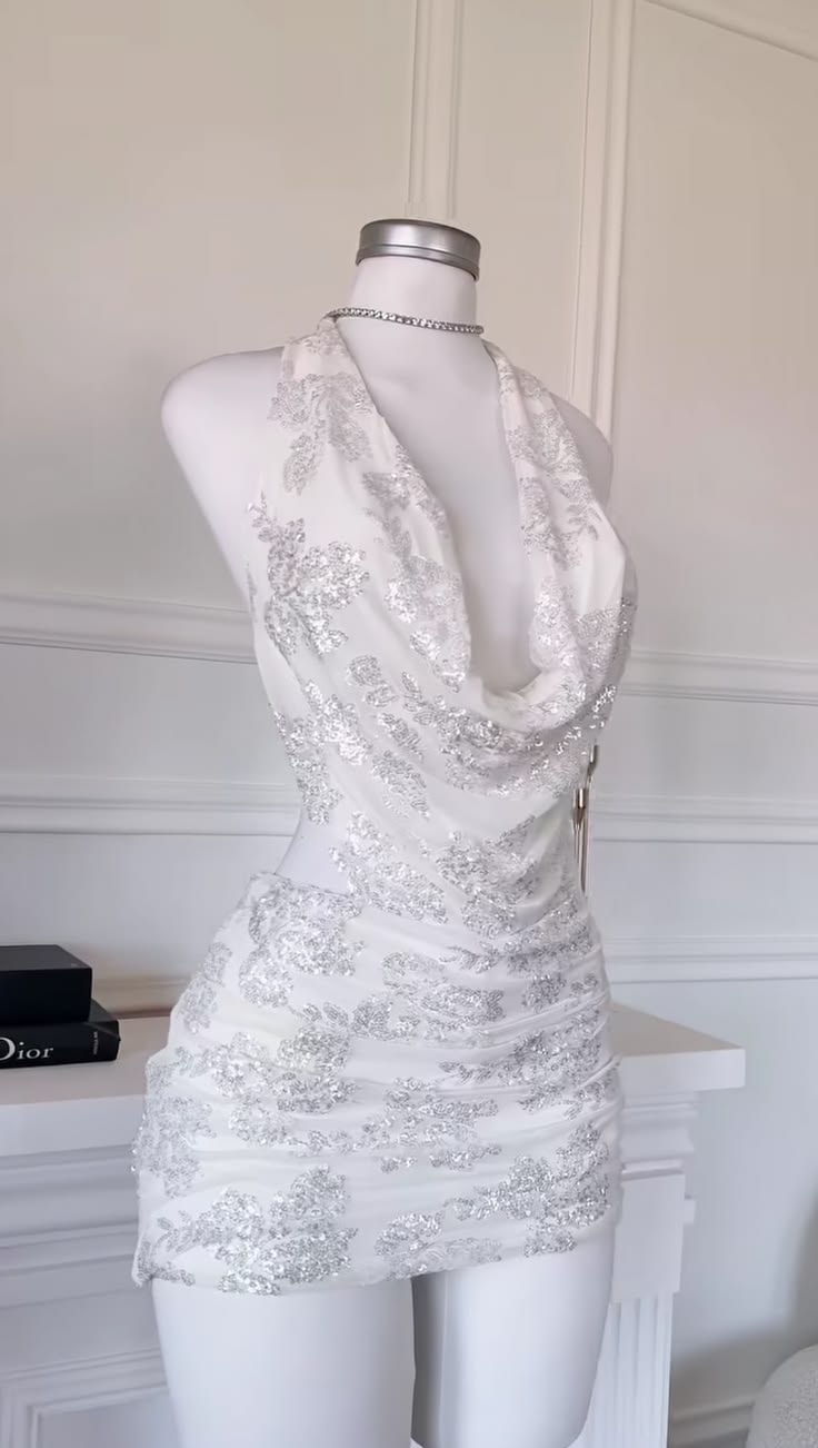 Sparkly Homecoming Dresses Outfit inspo Sheath Halter White Hoco Dres Mini Birthday Cocktail Outfits RB9198