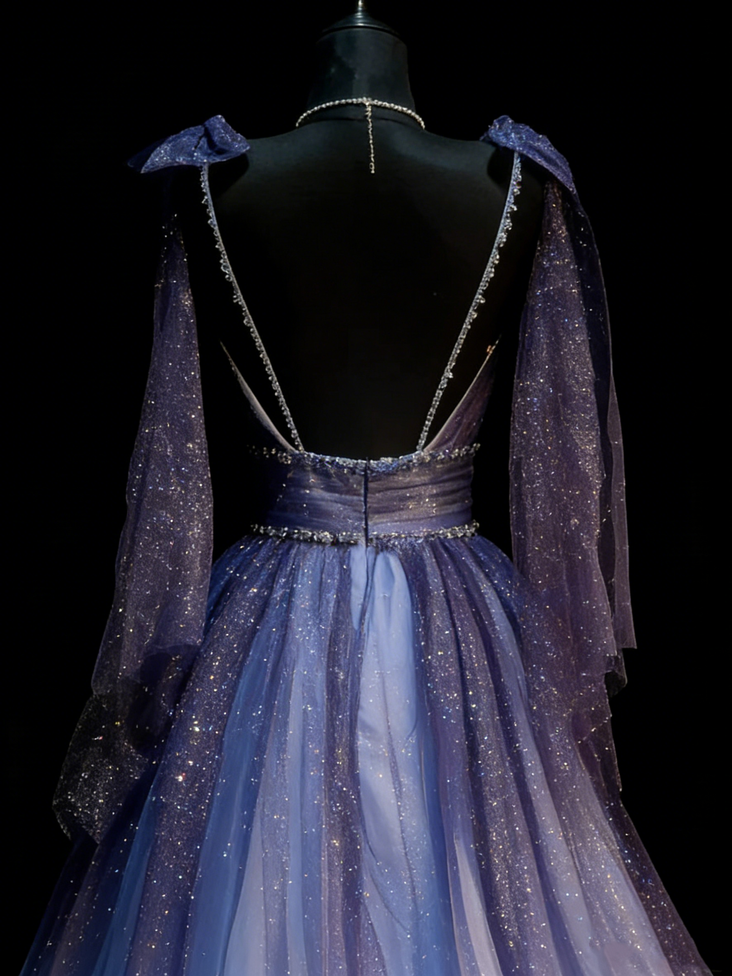 Robe de bal longue vintage à bretelles spaghetti, coupe trapèze, en tulle couleur raisin orné de perles, longueur au sol, référence N1203