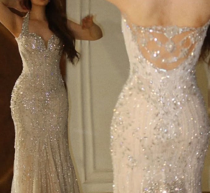 Robe de bal longue sirène à sequins champagne, dos nu, style sirène scintillante, idéale pour les lycéennes et les jeunes filles. N1009