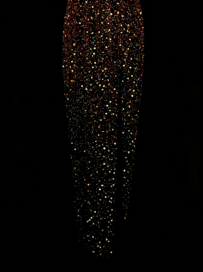 Robe de bal longue vintage années 80, fourreau, dos nu, à sequins, sans manches, N1453