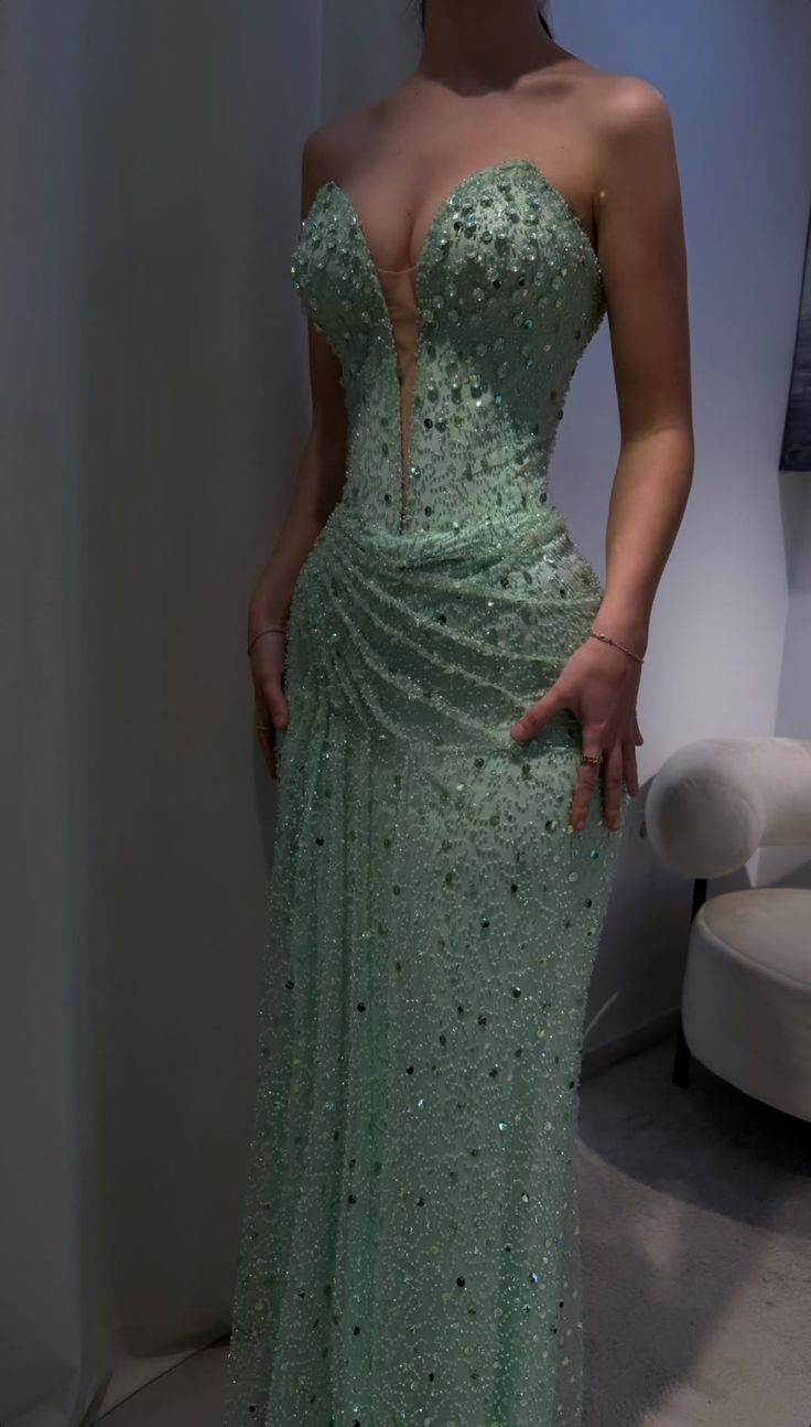 Elegant Formal Prom Dress Long Green Mermaid Sweetheart Evening Gown for Special Occasions RC0209