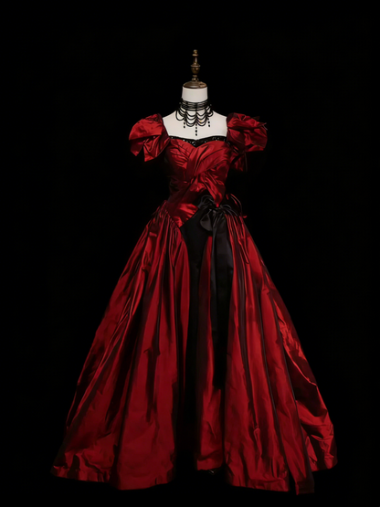 Vintage Ball Gown Square Neck Burgundy With Ruffles Sweet 16 Dresses Quinceanera Dress Long 15 Vestidos De Fiesta N1453