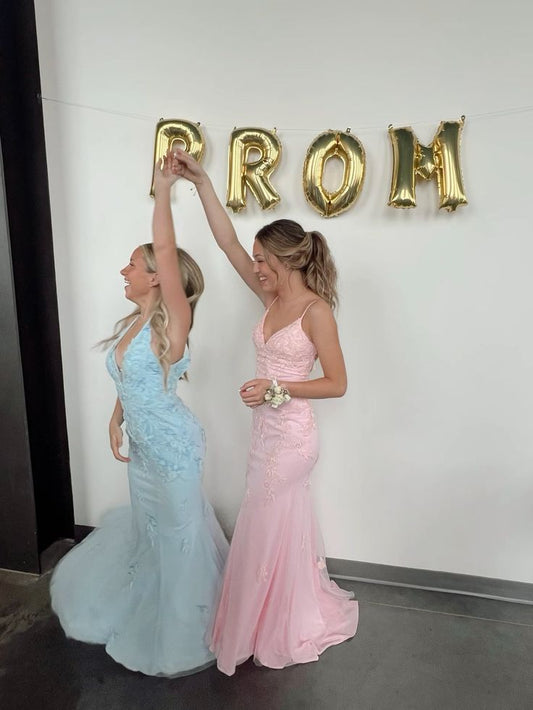Elegante Meerjungfrauen-Abendkleider mit Spaghettiträgern aus Spitze und Tüll – Inspiration für Teenager, festliche Outfits, Partykleider, Ballkleider AB313