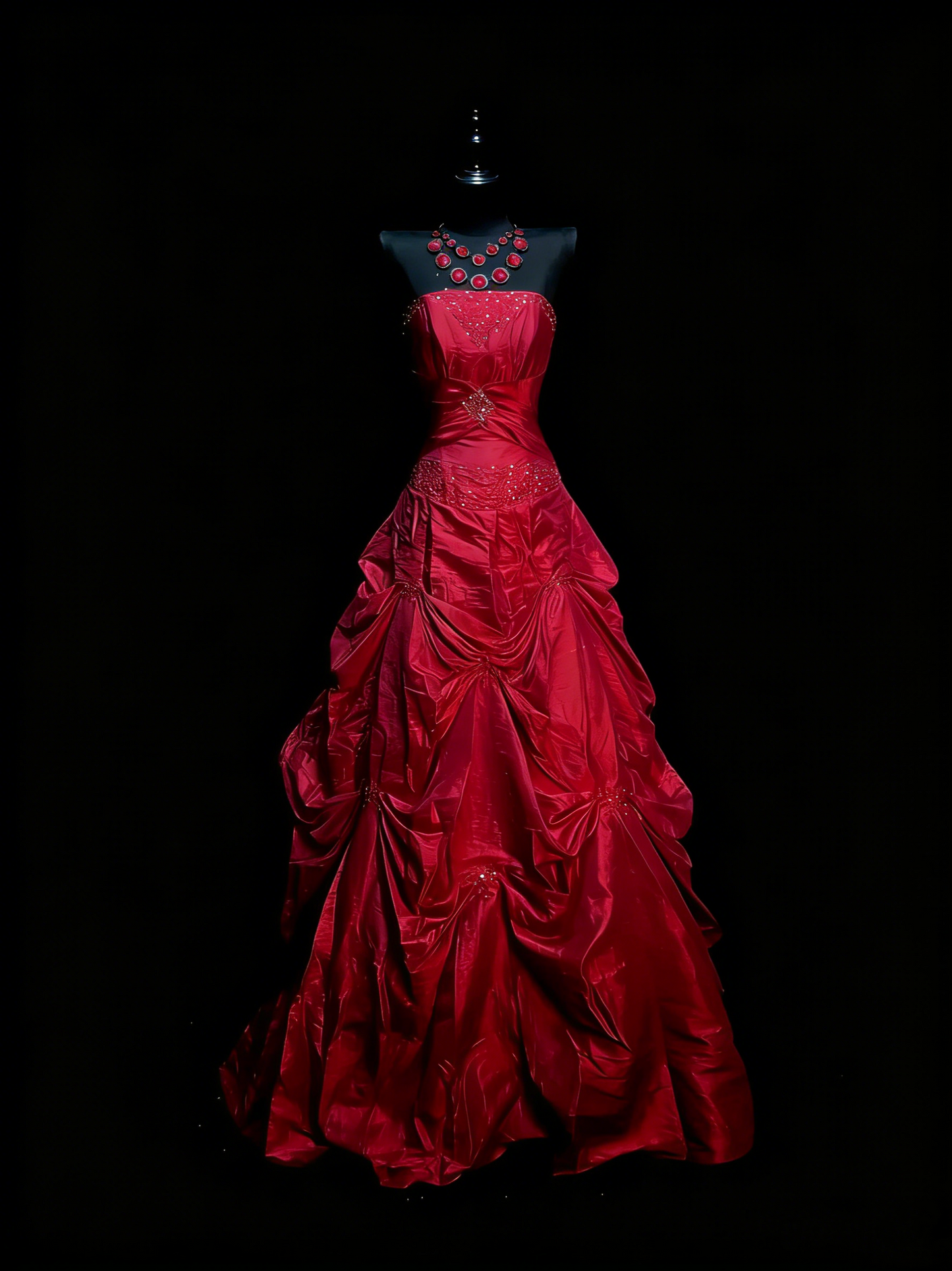 Robe de bal sobre en satin rouge à décolleté cœur et corsage orné de perles, tenue de soirée longue pour les études supérieures, robe de fin d'année N1205