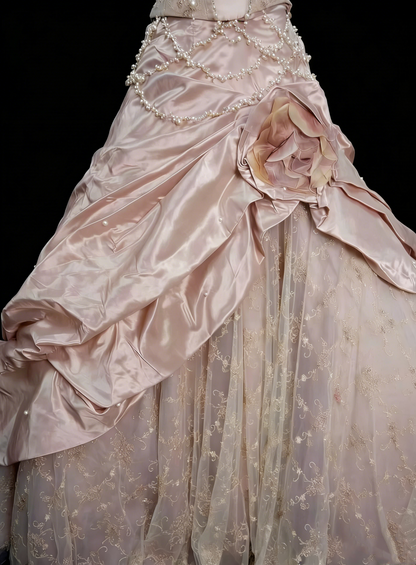 Robe de bal bustier rose douce avec volants à plusieurs niveaux, longues robes de soirée, robes de bal N2229