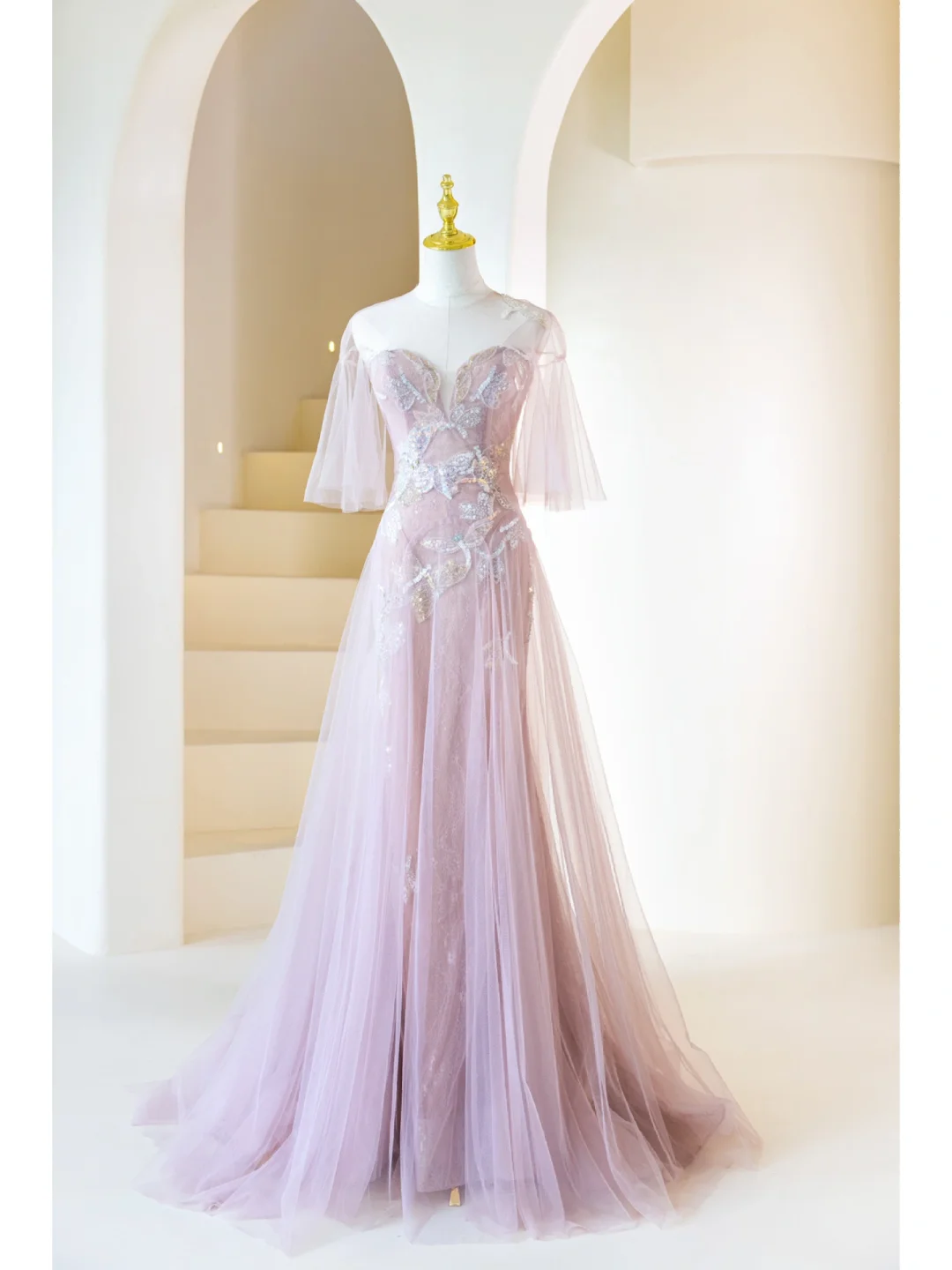 Fairtale Ballkleid mit Herzausschnitt, lila Tüll, langem Schlitz, Abschlussballkleid, beeindruckendes Outfit zum 19. Geburtstag, Abiballkleid AB872