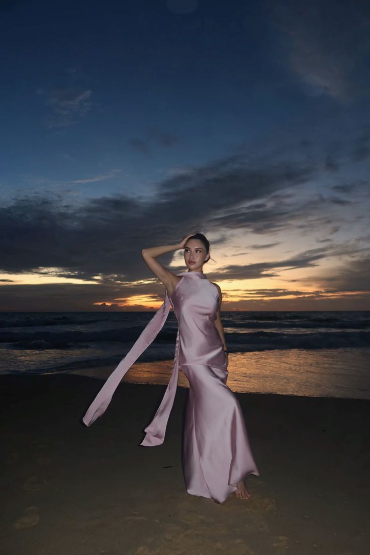 Pink Prom Dress Long Floor Length Mermaid High Neck Satin Formal Evening Gown For Women RC0210