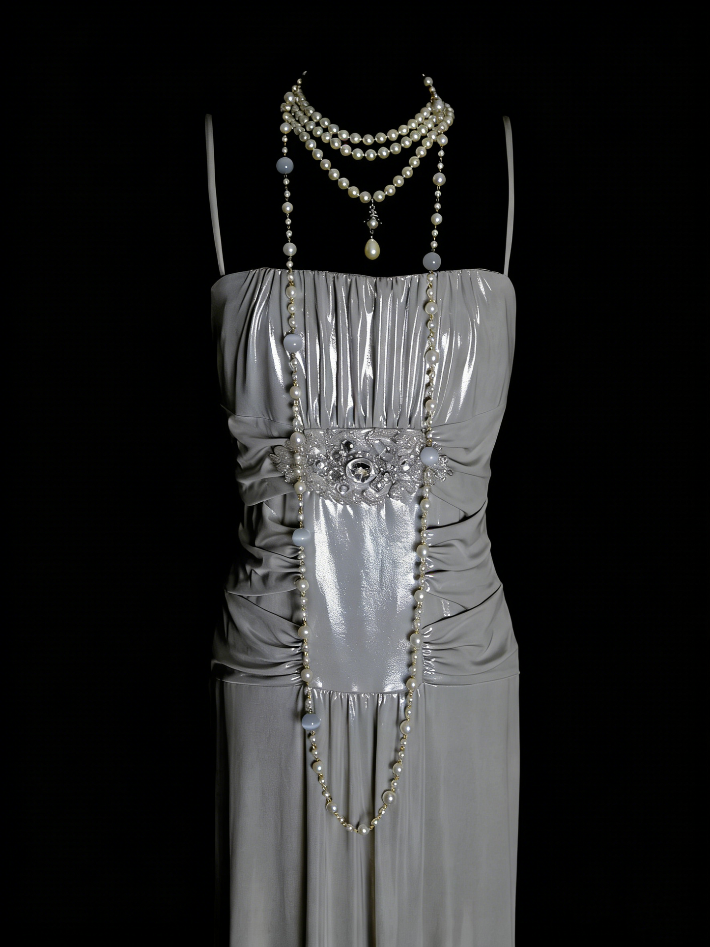 Einfaches, graues A-Linien-Abendkleid im 80er-Jahre-Stil mit Spaghettiträgern, langes formelles Kleid für die High School, Modell N1334